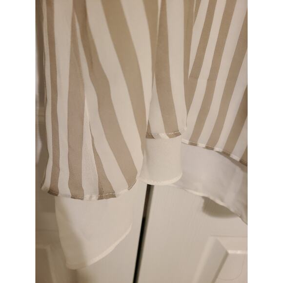Torrid size 5 women's plus size taupe and white stripe chiffon double layer top - Picture 2 of 6